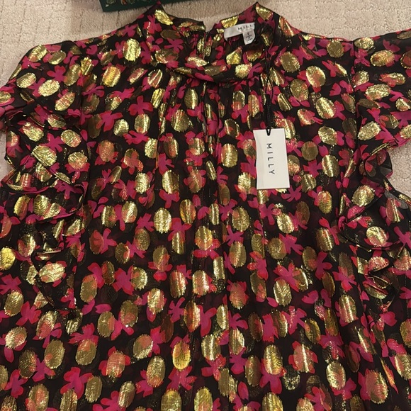 Milly Medallion Flutter-Sleeve Top size S - Picture 4 of 4